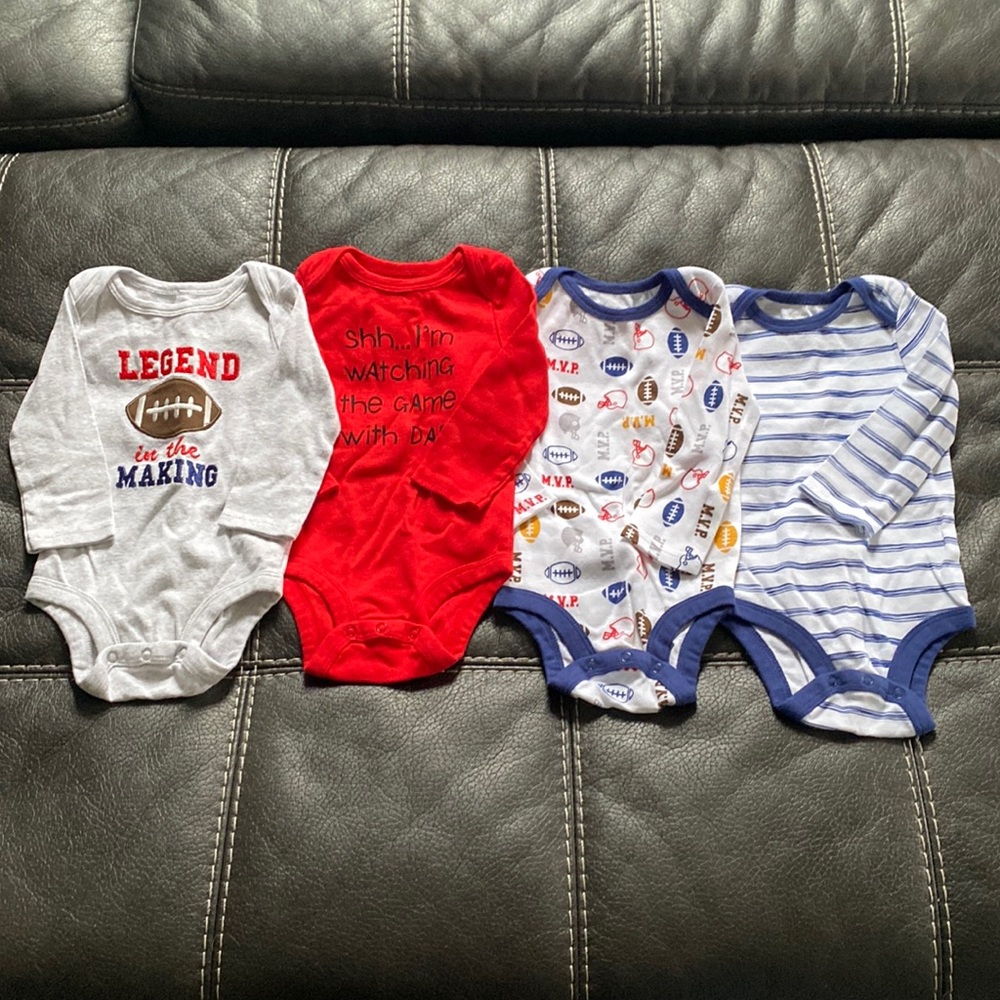 Koala Baby 3-6 month Baby Boy Football Long Sleeve Bodysuit Bundle